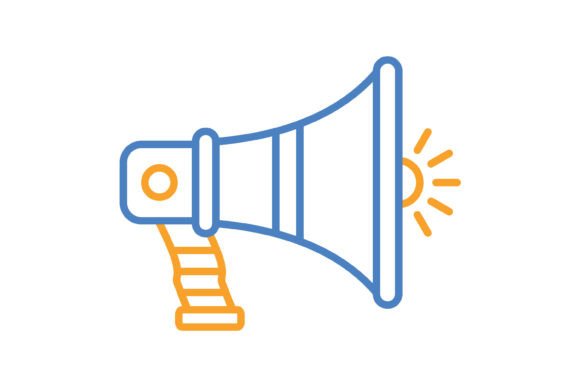 Amplify Your Message with the Megaphone Blue & Orange Line Icon