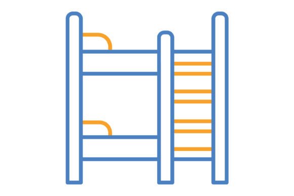 Bunk Bed Blue & Orange Line Icon: A Modern Design Asset