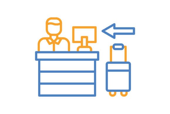 Check in Blue & Orange Line Icon: A Dynamic Design Asset