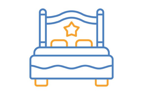 Double Bed Blue & Orange Line Icon: A Designer's Go-To Asset