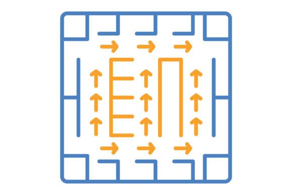 Essential Safety Visuals: The Evacuation Plan Blue & Orange Line Icon