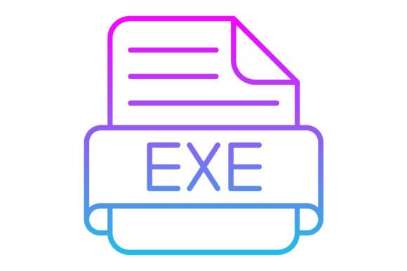 Exe File Line Gradient Icon: A Modern Design Asset for Digital and Print
