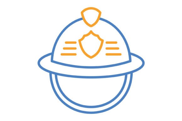 Firefighter Helmet Blue Orange Line Icon: A Designer's Toolkit Essential