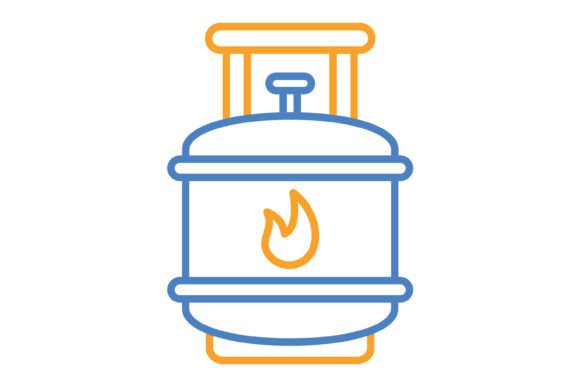 Gas Cylinder Blue & Orange Line Icon: Essential Design Asset