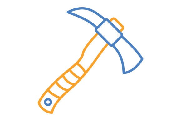 Mastering the Pickaxe Blue & Orange Line Icon for Design