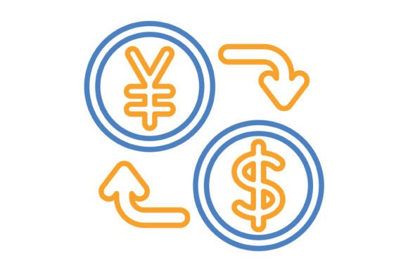 Mastering Visual Finance: The Currency Exchange Blue Orange Line Icon