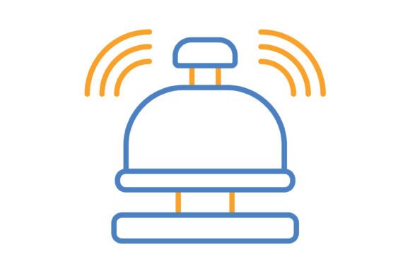 Reception Bell Blue & Orange Line Icon: Your Versatile Design Asset