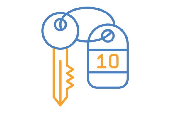 Unlocking Visual Identity with the Room Key Blue & Orange Line Icon